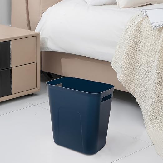 UUJOLY Plastic Small Trash Can Wastebasket, Garbage Container Basket for Bathrooms, Laundry Room, Kitchens, Offices, Kids Rooms, Dorms, 3.5 Gallon, Navy Blue