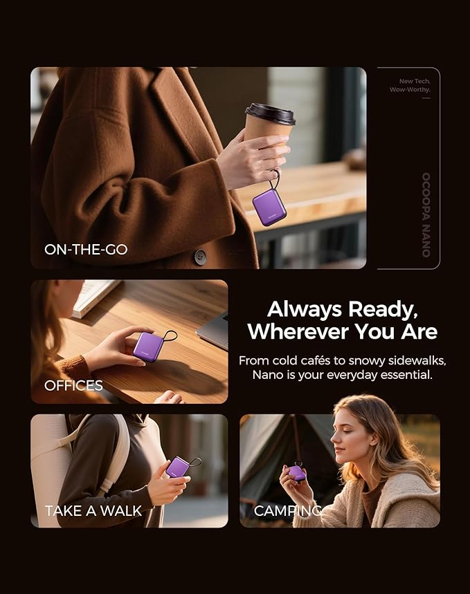 OCOOPA Hand Warmers Rechargeable - Stylish Electric Handwarmers, 2S Heating Heated Gloves for Women, Handheld Heater Portable, UL Certified, Christmas Essentials, Unique Gifts, UT5 Nano