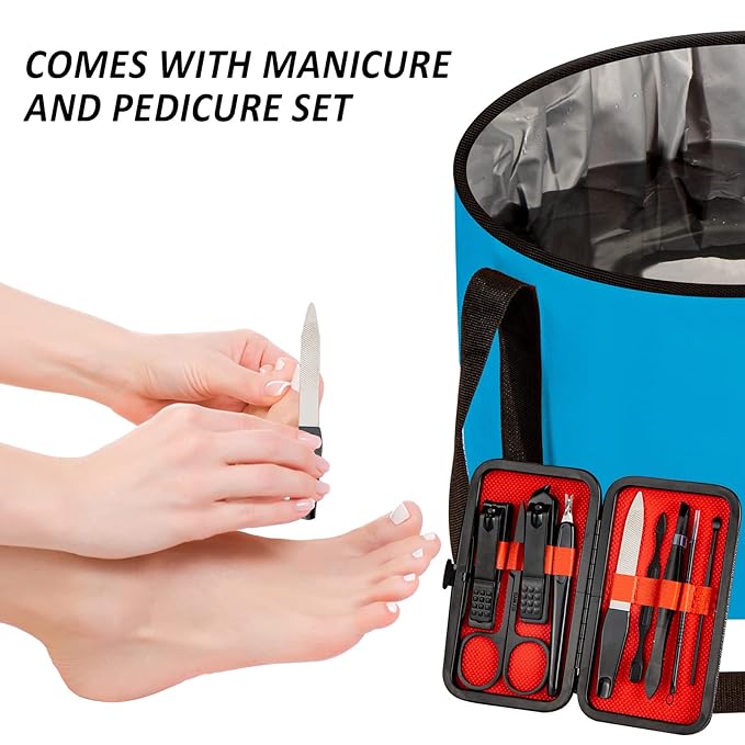 Foot Bath Basin 30L Collapsible Bucket, Portable Foot Soak Tub Feet Soaking Bucket for Outdoor Travel, Camping, Fishing(Blue)