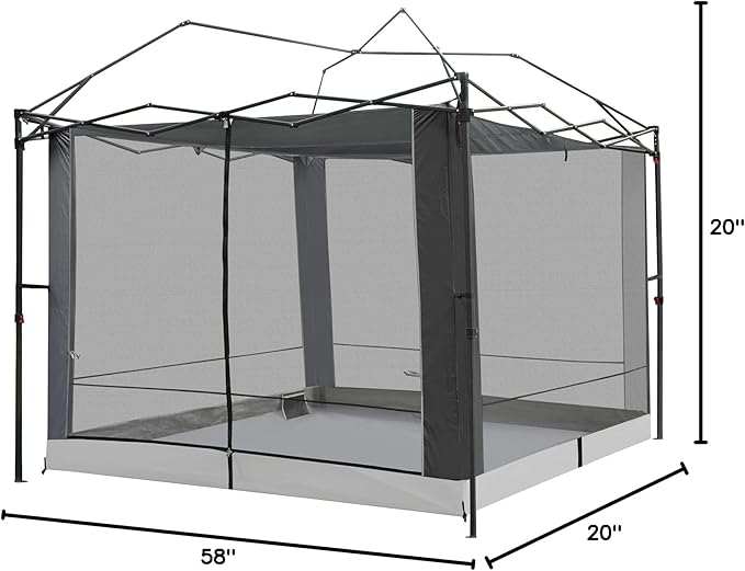 Canopy Universal Mosquito Netting Tent, Converts 10'x10' Canopy Gazebo into Camping Inner Tent, Screen House Camping Cube with Full PE Floors for Patio, Outdoor, Garden and Backyard.(Black)