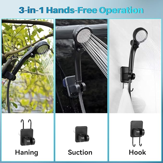 Portable Camping Shower with Heater, 6000mAh Rechargeable Portable Shower with 2000W Immersion Heater, LED Display, Heated Camping Shower for Travel, Hiking, Car, Pet