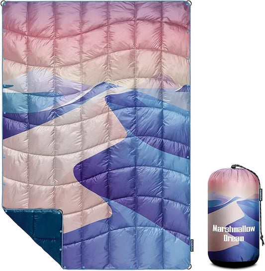 Camping Blanket, Puffy Down Alternative Blanket Lightweight Windproof for Outdoors,Hiking, Backpacking,Beach,Car,Picnic,Stadium