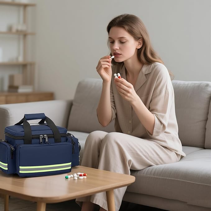 Medical Bag Empty Emergency Bag Medical Bag Organizer Professional First Responder Trauma Bag,First Aid Bagwith Detachable Dividers Medical Bag for Nurses,Home Health Care, EMT(Bag Only)