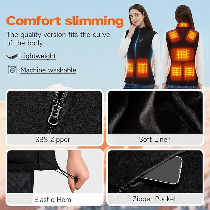KOVNLO Heated Vest Women with Battery Pack Included, Smart Electric Lightweight Heated Jacket