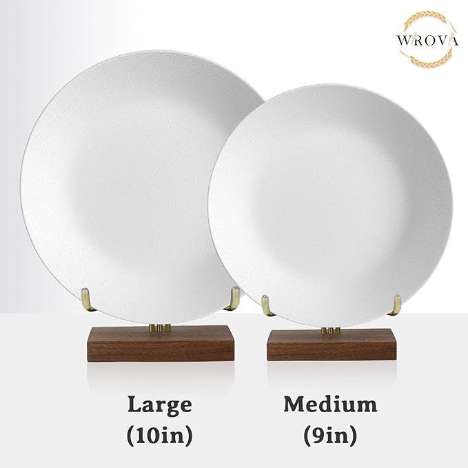Wheat Straw Dinner Plates 10 Inch Unbreakable Set of 8 - Dishwasher & Microwave Safe Plastic Plates Reusable - Lightweight Plates for kitchen,camping,picnic,R.V. - White