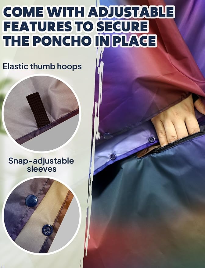 ANYOO Waterproof Rain Poncho Lightweight Reusable Hiking Hooded Coat Jacket for Outdoor Activities