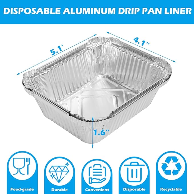 Grill Drip Pan for Nexgrill 720-0830X 720-0830H 720-0888 720-0888S 720-0896B 720-0896 Grease Tray Replacement Pars for Cuisinart CGG-7400 with 15 Pack Aluminum Foil Liners