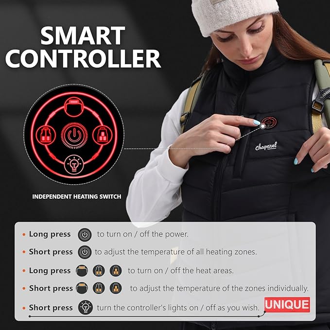 Women’s Heated Vest with Battery Pack Included, 7.4V Smart Washable Rechargeable Electric Lightweight Heating Vest