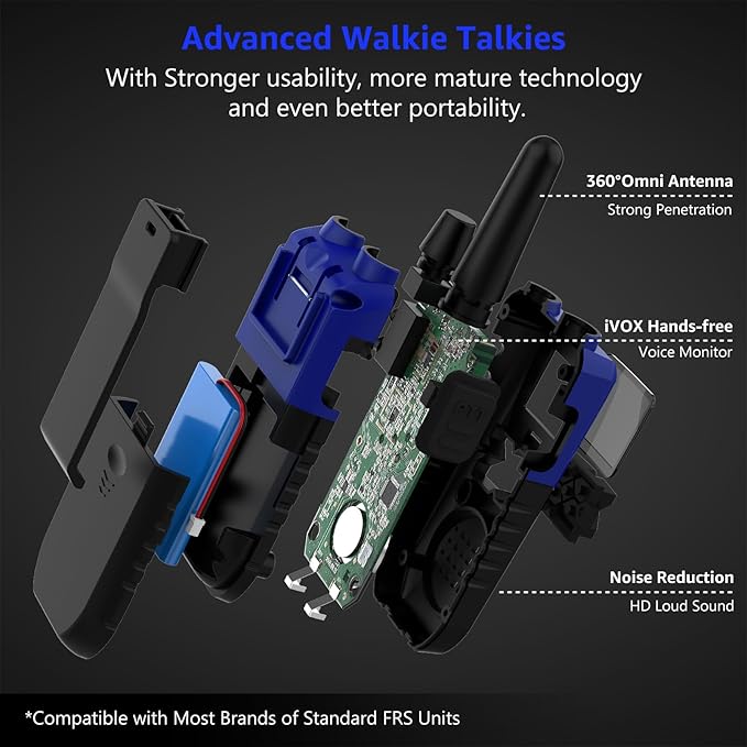 Walkie Talkies for Adults Long Range Rechargeable with Earpiece NOAA Weather Alert, Multi-purpose 2 Way Radio 6 Pack for Team Work Senior Care Kid Adventure Family Camping Hiking Skiing Cruise