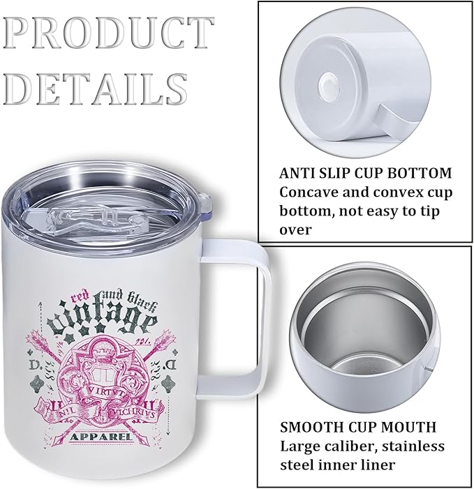 12OZ Sublimation Insulated Stainless Steel Coffee Mug with Lid Bulk 4 Pack,Double Wall Vacuum Travel Coffe Cup with Handle,Reusable Metal Thermos Tumbler,Camping Mugs Keep Hot