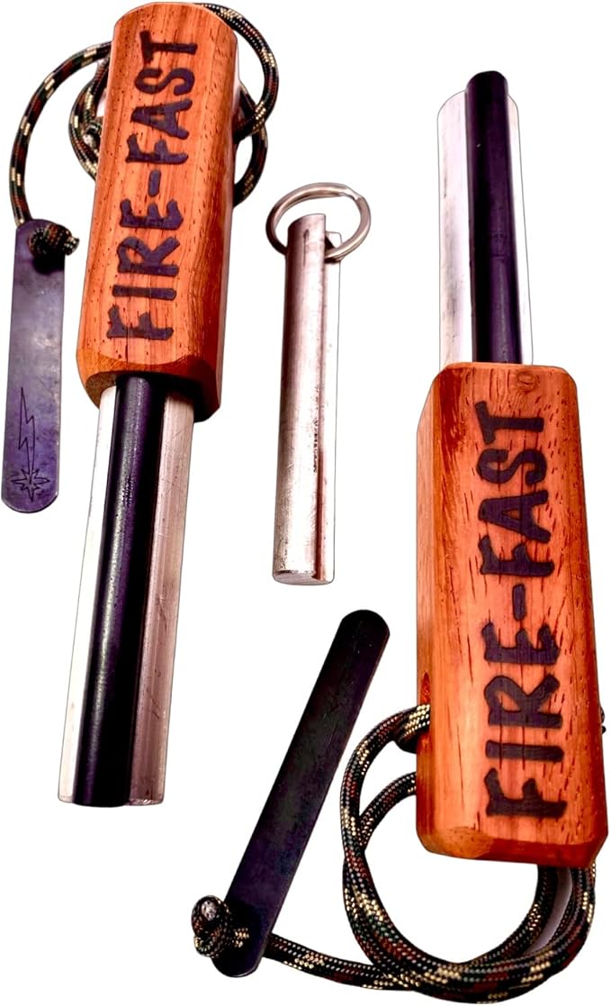 Fire-Fast Trekker. Best Emergency Waterproof Survival Fire Starter. Magnesium and Euro Fire Steel Ferro Rod. Compact Durable Tool for Bushcraft, Camping, Backpacking, Hiking, Hunting, or Bug Out Bag