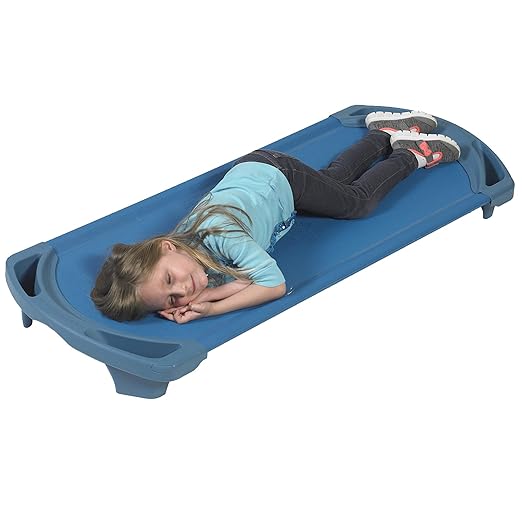 Children’s Factory SpaceLine Nap Cots, Kids Daycare and Preschool Sleeping Cot, Standard Size, Set of 4, Ocean Blue