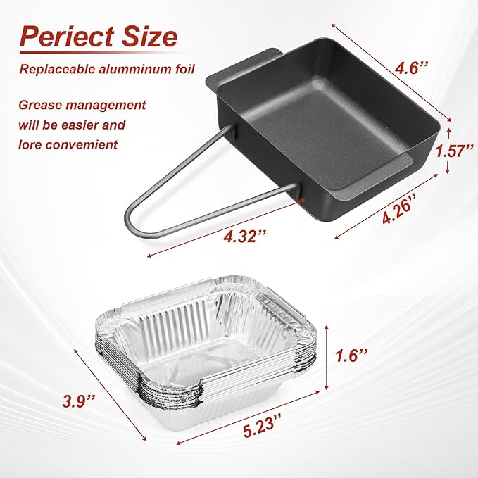 Grill Drip Pan for Nexgrill 720-0830H, Grease Catcher Cup for Nexgrill 720-0830X 720-0830H 720-0888 720-0888S 720-0896B 720-0896 CGG-7400,Nexgrill Grease Drip Tray with 15-Pack Disposable Foil Liners