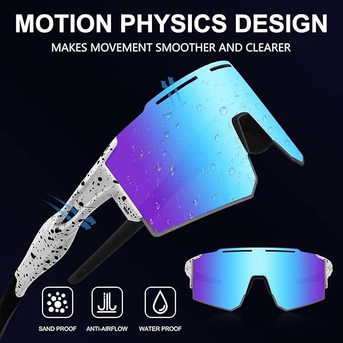 OULAIQI Cycling Sunglasses Polarized Sunglasses for Cycling Men Women with 1 Lens or 3 Interchangeable Lens Baseball Glasses