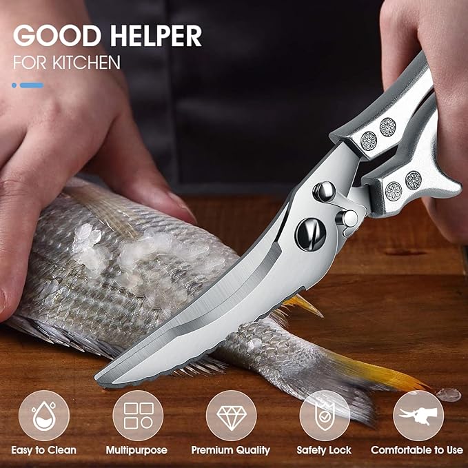 PURPLEBIRD Poultry Shears Heavy Duty, Kitchen Scissors Dishwasher Safe Kitchen Shears for Meat Cutting Stainless Steel Meat Cooking Scissors for Thanksgiving Day