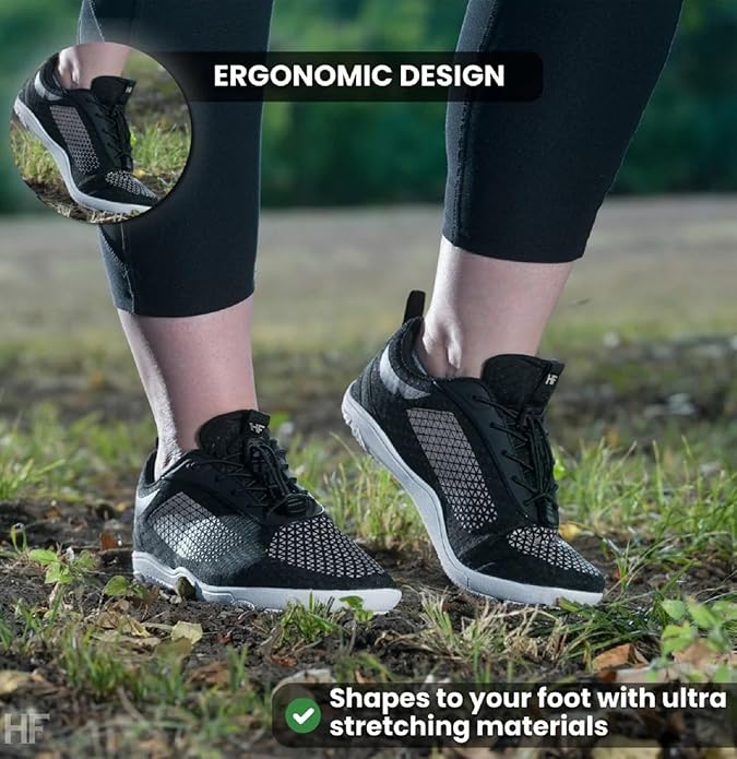 HF Cloud-Like Barefoot Shoes for Women & Men - Minimalist Shoes for Women, Arch-Support Breathable Splash-Proof Versatile Ergonomic Pain-Relief Posture-Improvement Hiking Boots Womens
