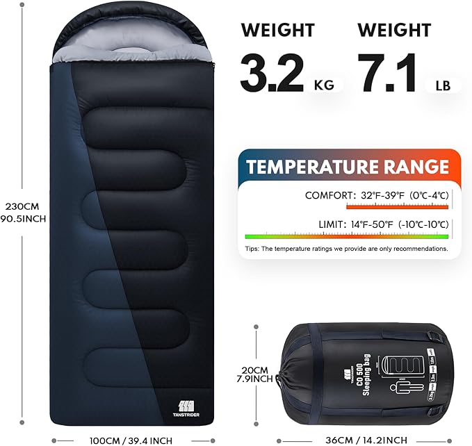 0 Degree XXL Sleeping Bags for Adults Cold Weather,Camping Sleeping Bag with Compression Sack for Winter Hiking, Hunting,Traveling