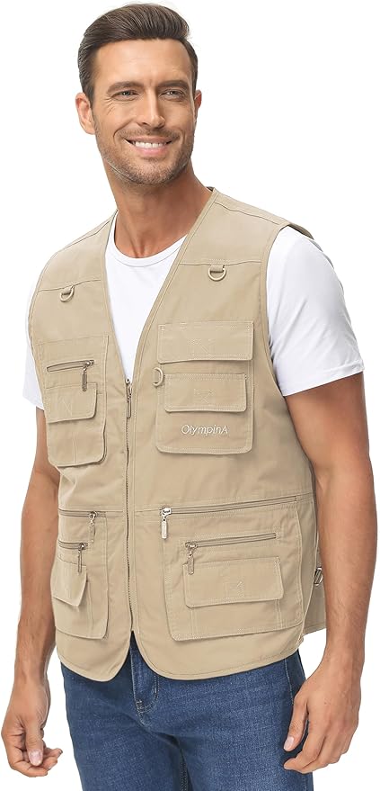 Lentta Men's Fishing Vest Summer Outdoor Lightweight Work Photo Vest 16 Pockets