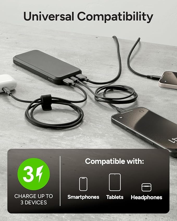 Mophie powerstation prime10 - Portable Power Bank with 10,000mAh Internal Battery, 18W USB-C PD Fast Charging, Charge 3 Devices Simultaneously, LED Power Indicator, Best Dad