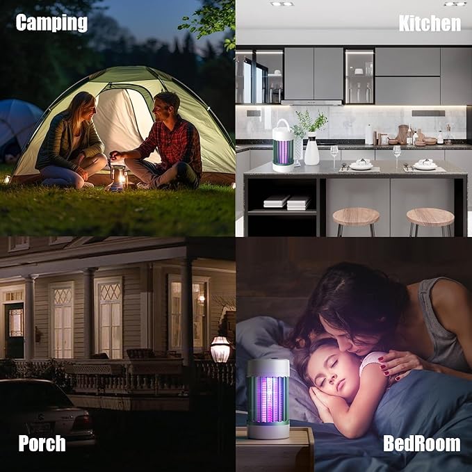 Bug Zapper Indoor, Mosquito Repellent Outdoor Patio Rechargeable Hangable Mosquito Killer Lamp - Portable UV Insect Gnat Trap for Outdoor/Indoor, Insect Trap for Camping,Home