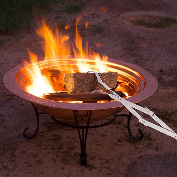 36" Fireplace Tongs & 36" Fire Pit Poker for Outside, Stainless Steel Log Grabber Fire Pit Accessories, Fireplace Tools Fireplace Tongs for Outdoor, Camp Fire Tongs Wood Stove