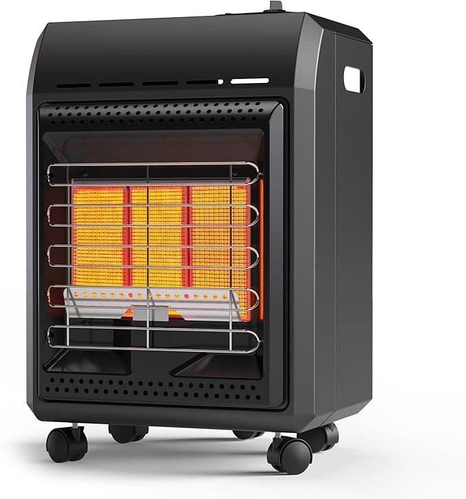 Propane Heater 6000 to 18000 BTU 3 Setting Tank Heater with Regulator,Cordless Portable Propane Heaters for Garages, Yards and Camping Use