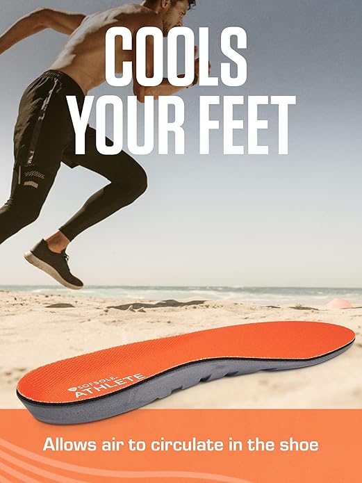 SOF SOLE ATHLETE Performance Men's Insoles - PU Foam & Gel Inserts - Heel-to-Toe Cushioning, Support, & Moisture Control, - Lightweight Comfort & Stability - Ideal for Runners, Walkers, Athletes