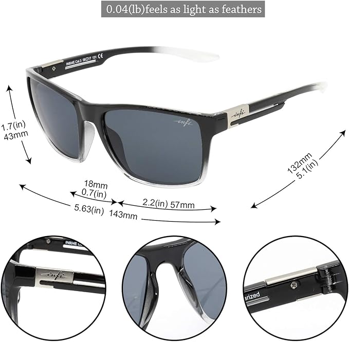 INFI Fishing Polarized Sunglasses for Men Driving Running Golf Sports Glasses Square UV Protection Designer Style Unisex