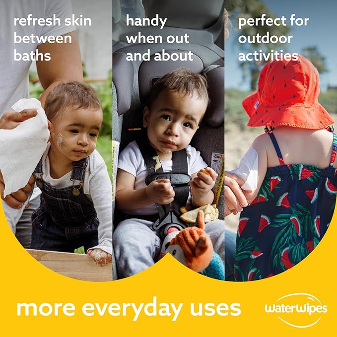 WaterWipes Sensitive+ Bathing Wipes, 3-In-1 Cleans, Cares, Protects, 99.9% Water, Unscented & Hypoallergenic, 192 Count (12 Packs)