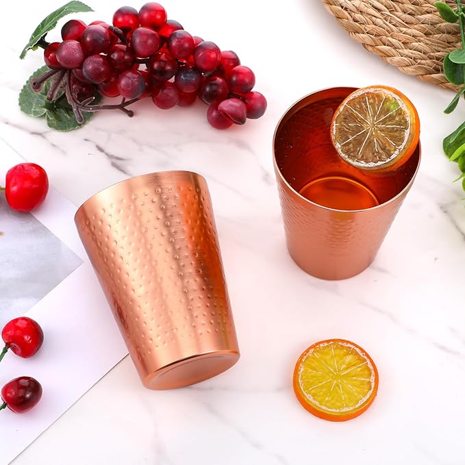 Molain 12 Pcs Aluminum Drink Cups, 14 oz Copper Water Tumblers Glasses Stachable Metal Drinking Cup Resuable Camping Mugs for Hot and Cold Beverages Wine Coffee Party Wedding Birthday