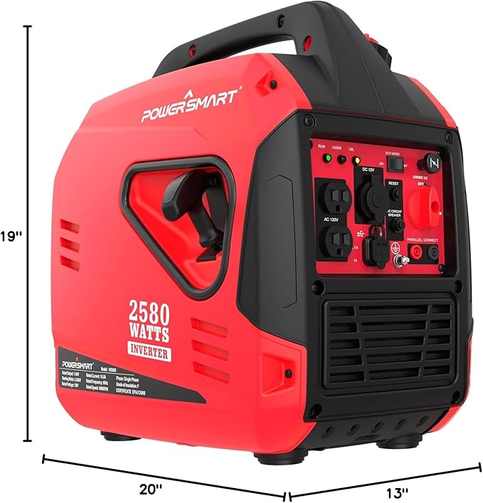 PowerSmart 2580-Watt Portable Inverter Generator, Super Quiet, Ultra-Light & Compact for Camping, 2025 Version