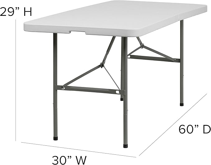 Flash Furniture Elon Commercial Grade 5-Foot Bi-Fold Granite White Plastic Folding Table