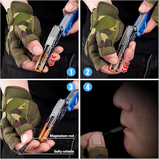 18 in 1 Multitool,Blue,Professional Stainless Steel Multitool Pliers with Replaceable Alloy Steel Blades Wire Cutters,Bottle Opener,Apply to Survival,Camping & Hunting,for Father's Day gift