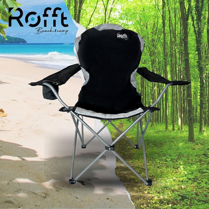 Camping Folding Chairs | Heavy Duty | Supports 250 LBS | Steel Frame | Collapsible with Cup Holder | High Back | 21" D x 36" W x 42" H
