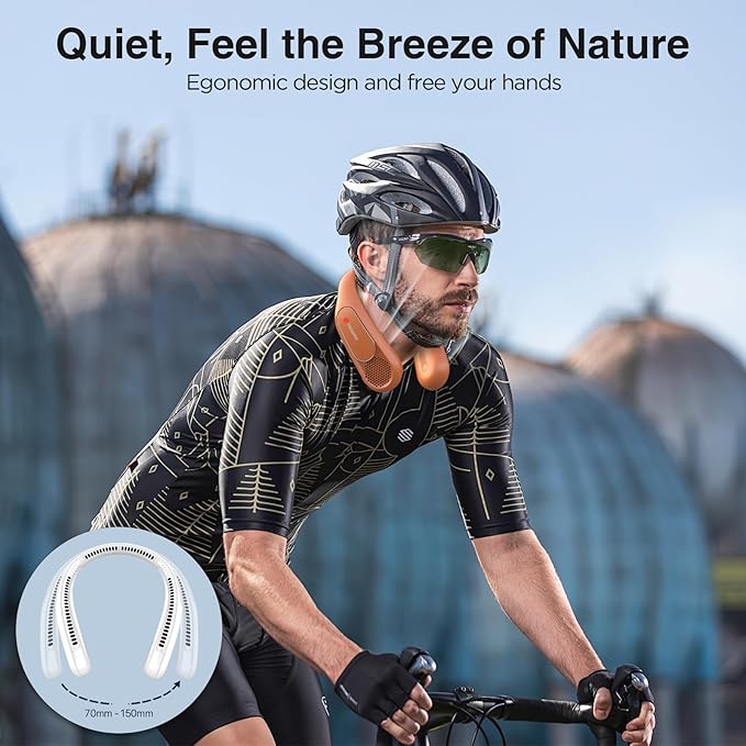 Neck Fan, Hands Free Bladeless Neck Fans Portable Rechargeable, 6000 mAh Battery Operated Wearable Personal Fan, Cooling Neck Fan, 3 Speeds, USB Fan Gifts for Men, Women, Travel, Outdoor