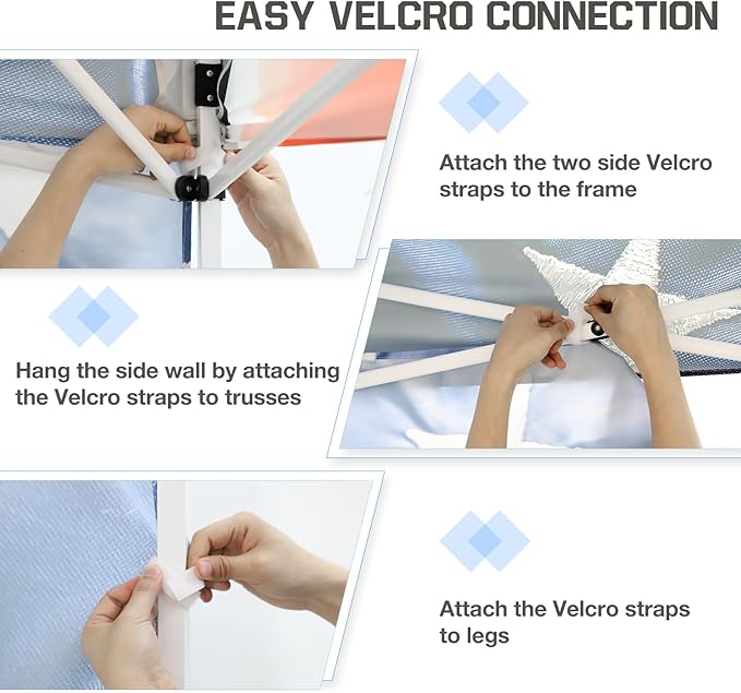 EAGLE PEAK Pop Up Canopy Tent with 1 Sidewall, Easy Setup Event Tent, Outdoor Sun Shade, Wheeled Carry Bag, Stakes and Guy Ropes, Instant Canopy 10x10, Stars and Stripes