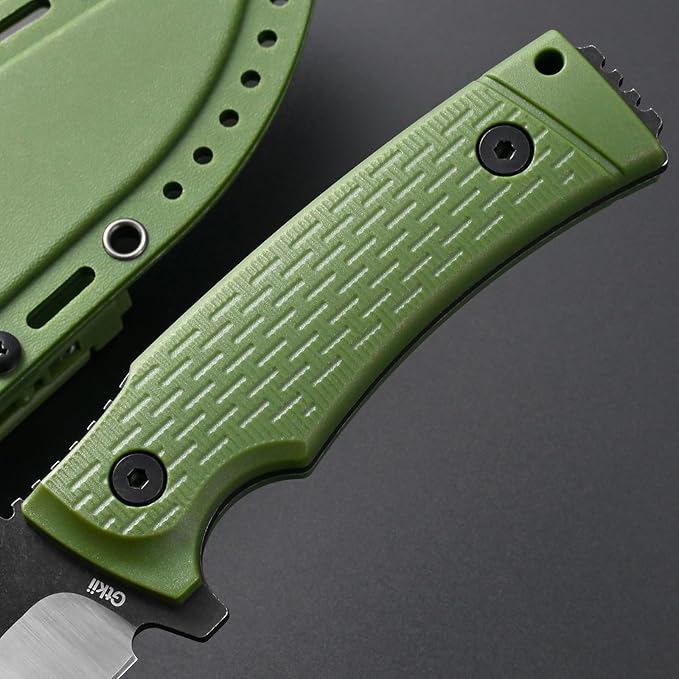 GTK3 Fixed Blade Knife AUS-8 Steel Blade Nylon Fiberglass Handle Full Tang EDC Tool Knifes for Outdoor Camping Survival Adventure Bushcraft(green)