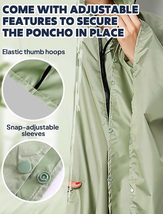 ANYOO Waterproof Rain Poncho Lightweight Reusable Hiking Hooded Coat Jacket for Outdoor Activities