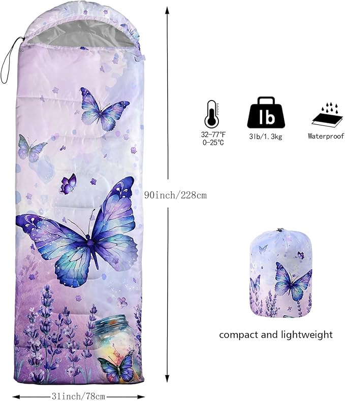 Sleeping Bag for Womens Girls Teens, Waterproof Sleeping Bags Traveling and Outdoors, Camping Gear Equipment