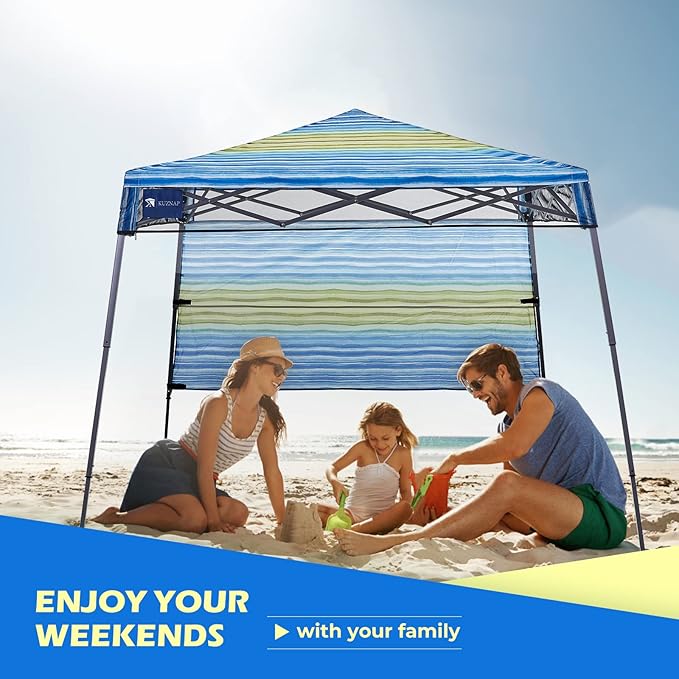 7’x7’ Instant Canopy Tent Pop up Canopy with One Sidewall Compact and Lightweight Beach Canopy with Backpack