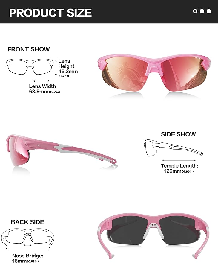 BIRCEN Polarized Sport Sunglasses for Men: UV Protection Fishing Shades for Golf Baseball Driving Motorcycle BC3065