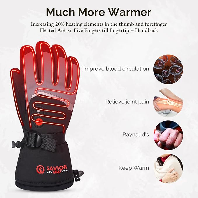 SAVIOR HEAT Heated Gloves for Men Women, 7.4v 2200mah Electric Rechargeable Battery Thick Warming Thermal Glove for Outdoor Skiing Motorcycle Hunting Hiking Camping Walking Dogs