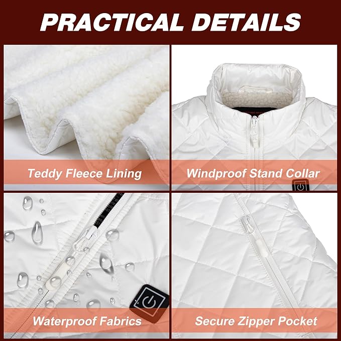 Heated Vest for Women with 12V 10000mAh Battery Pack, Women's Lightweight Electric Heating Vest Liner Winter Outdoor