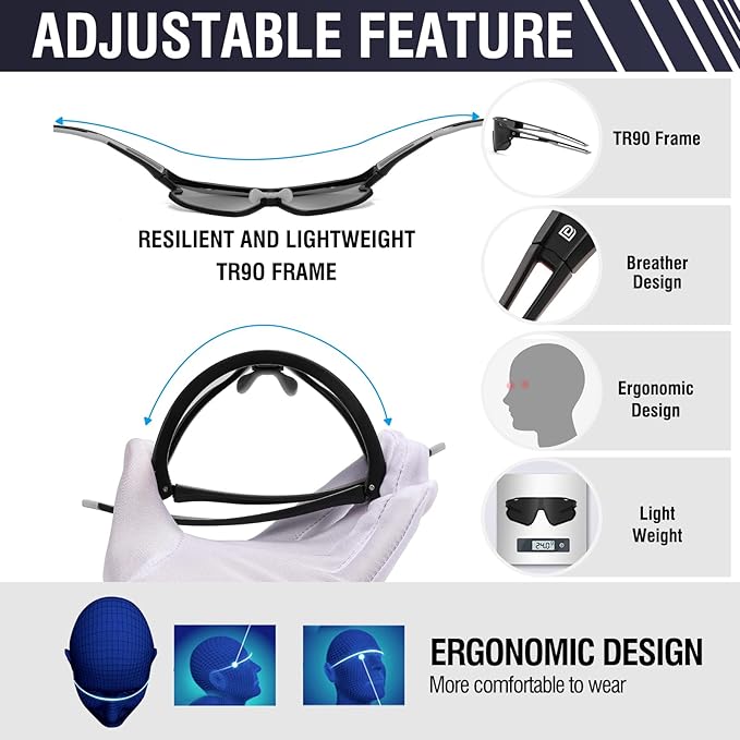 DUCO Sports Polarized Sunglasses for Men Women Running Sunglasses Fishing Cycling Baseball Glasses UV400 Protection DC0023