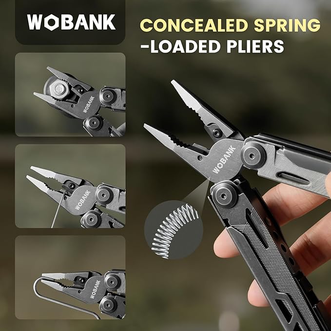 Multitool, 16-in-1 Stainless Steel Multi Tool Pliers with Adjustable Hex Wrench, Damascus Pocket Knife, Nylon Sheath for Survival, Camping and Hunting, Hiking, Simple Repair