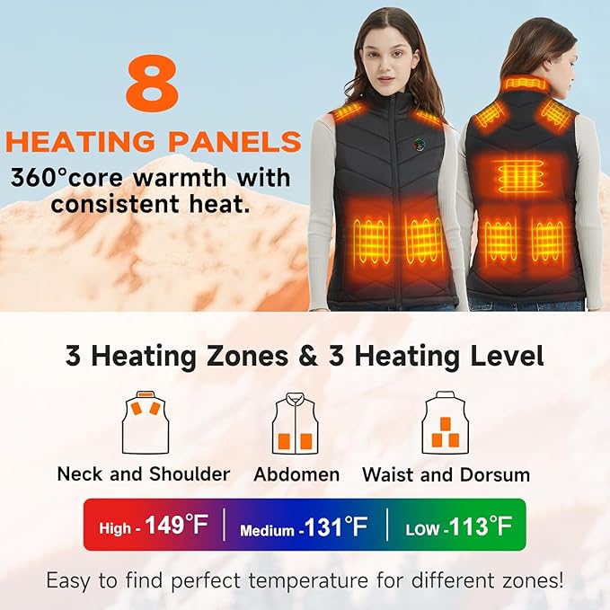 KOVNLO Heated Vest Women with Battery Pack Included, Smart Electric Lightweight Heated Jacket
