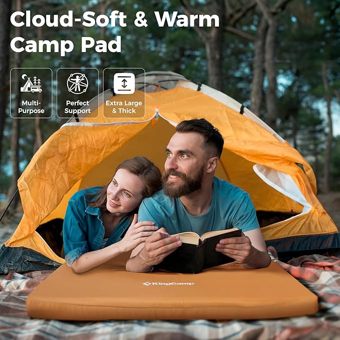 Kingcamp Comfort X 5 XXL Wide Perforated Memory Foam Cot Mattress, Portable Roll Up Camping Mattress Sleeping Pad, Twin Sleeping Mat with Roll Helper for Cot Mat Travel Tuck Tent Floor Guest Sleepover
