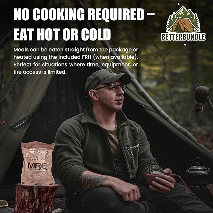 MRE, U.S. MRE Meals, Emergency Supplies, Emergency Food Supply, Survival Food, Freeze Dried Food w/Flameless Heater, Ready Meals (Variety Pack of 24) – (A & B Case Inspection 2025, 2026)