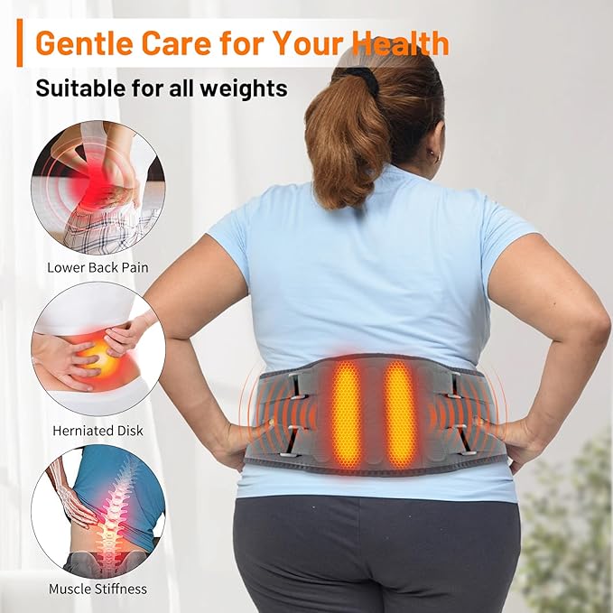 Cordless Heating Pad with Massager,Rechargeable Back Warmer with Heating and Vibration Function,Auto Shut Off,Helps Relieve Period Cramps and Back Pain,Ideal Birthday Gift for Dad,Mom,Men,Women