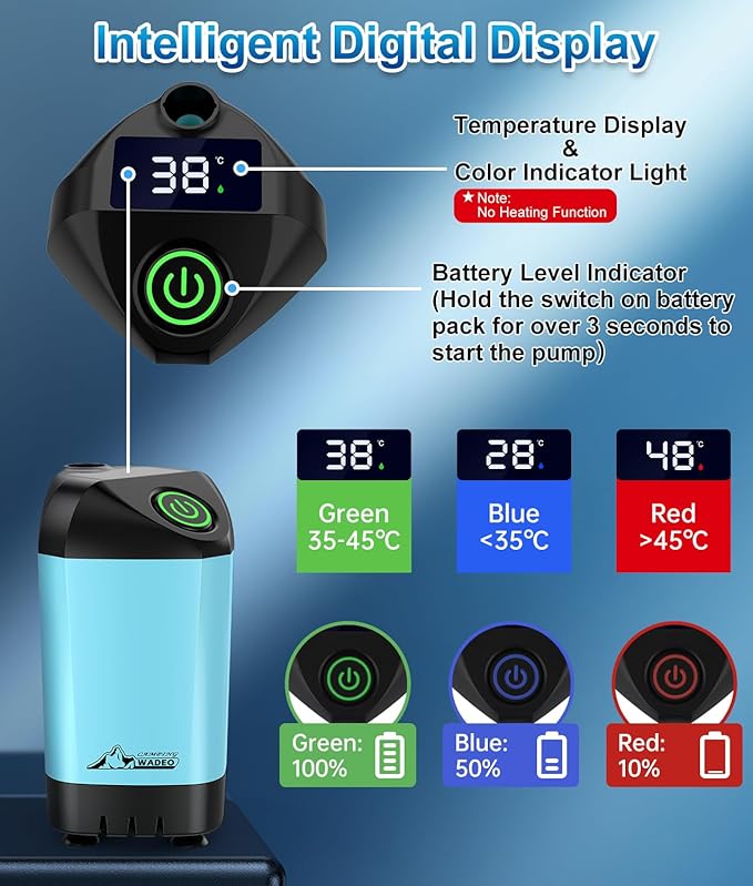 WADEO Portable Shower for Camping, Outdoor Electric Shower Rechargeable Pump with 20L Collapsible Bucket, Camping Shower Head Nozzle for Camping, Hiking, Traveling, Washing